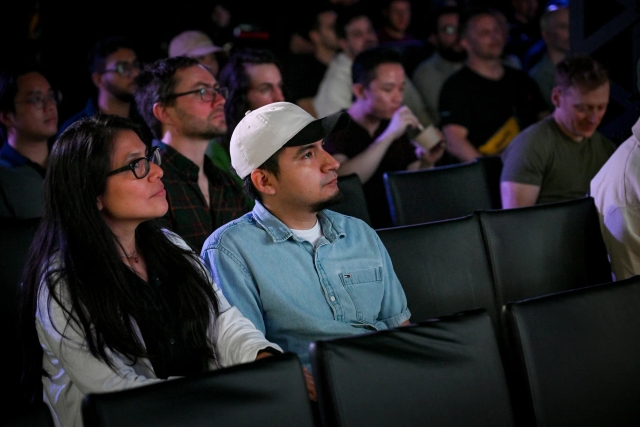 Shot of the crowd listening to the keynote presentation.